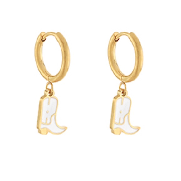 Western Boots Dangle Huggie Earrings - Picture 1 of 2
